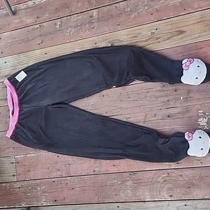 Hello Kitty Black Pink Footed Pajama Pants